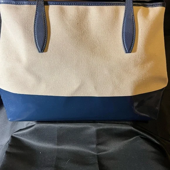 Kate Spade New York “Street Tote Nightcap” LARGE Canvas and Patent Leather. NWT - Picture 7 of 13